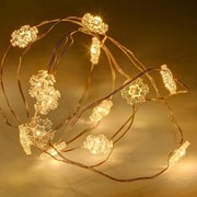 DECOLED LED světelný řetěz na baterie vločky, teple bílá, 20 diod, 2,3 m