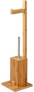 MSV Bambusový stojan na toaletný papier so štetkou 19 x 19 x 70,5 cm
