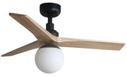 FARO Barcelona FARO 34284-11L - Stropný ventilátor KLIM S 1xE27/15W/230V borovica/čierna + DO FA34284-11L