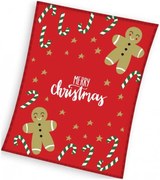 Vianočná flísová deka s perníčky - polar fleece 180 gsm - 130 x 170 cm