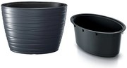 Oválny kvetináč s vložkou Maxe antracit 58,5cm