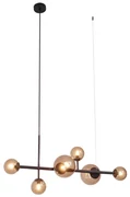 Hotelová elegantná závesná lampa tmavý bronz s bronzovým sklom 6-svetiel - Monaco