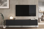 TV stolík Desin 220 cm s kovovými nohami - čierny mat / dub nagano