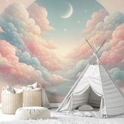 Fototapeta - Ružové nebo s mesiacom (147x102 cm)