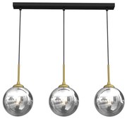 Závesné svietidlo Reflex, 3x grafitové sklenené tienidlo, b/g