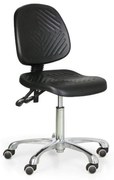 Pojazdná pracovná stolička PUR Classic, bez podpierok rúk, hliníkový kríž, permanentný kontakt