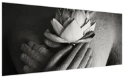Obraz - Lotos v rukách Budhu (120x50 cm)