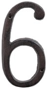 Hnedé nástenné liatinové číslo 6 - 7*1*14 cm