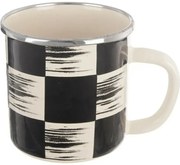 Hrnček smalt ŠACHOVNICA Lem 0,41 l, pr. 8,8 cm