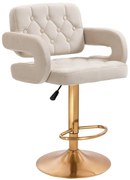 LuxuryForm DESIGN Barová stolička ADRIA VELUR na zlatom tanieri - krémová