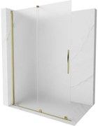 Mexen Velar, sprchová zástena s posuvnými dverami Walk-in 130 x 200 cm, 8mm sklo námraza, zlatá lesklá, 871-130-000-33-50