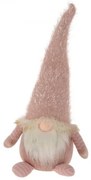 Vianočný škriatok s dlhou huňatou čiapkou – ružový 49 cm