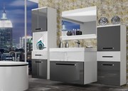 Kúpeľňový nábytok Belini šedý lesk / biely lesk + umývadlo + zrkadlo  ROD P 5/0/W/SW/0/ZW