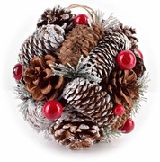 Vánoční závěsná kulová dekorace SANTA LILA 15 cm přírodní