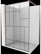 Mexen Kioto sprchová stena Walk-in 70 x 200 cm, čierny vzor 8 mm, brúsená meď - 800-070-101-65-78