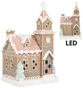 Vianočná perníková dekorácia kostol Gingerbread House Led - 14*12*23 cm