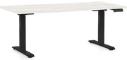 Výškovo nastaviteľný stôl OfficeTech D, 160 x 80 cm, čierna podnož, biely jaseň