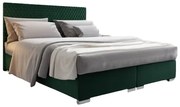 Manželská posteľ Boxspring 140 cm Harlan Comfort (tmavozelená) (s roštom, matracom a úl. priestorom). Vlastná spoľahlivá doprava až k Vám domov. 1055990