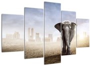 Obraz - Sloníčka vo veľkomeste (150x105 cm)