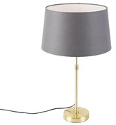 Stolná lampa zlatá/mosadzná s sivým ľanovým tienidlom 35 cm - Parte