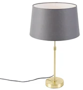 Stolná lampa zlatá/mosadzná s sivým ľanovým tienidlom 35 cm - Parte