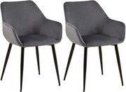 Set 2 jedálenských stoličiek Vessa zamat - tmavošedá