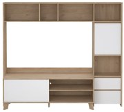 Biela/v prírodnej farbe TV zostava v dekore duba 209x183x48 cm Next – Tvilum