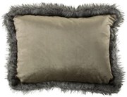 Bílo - zlatý sametový polštář lemovaný kožešinou Copp - 45 * 35 * 10cm