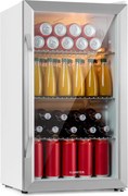 Klarstein Beersafe XXL Crystal White, chladnička, energet. trieda E, LED, 3 kovové police, panoramatické sklenené dvierka