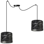 Závesné svietidlo Werona Spider, 2x čierne textilné tienidlo so vzorom, s