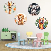 PIPPER. Sada 4 kruhových nálepiek "Exotické zvieratá"