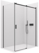 Cerano Lantono, sprchovací kút s posuvnými dverami 100(dvere) x 100(stena) x 195 cm, 8mm číre sklo, čierny profil, CER-CER-431479