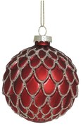 Červená sklenená vianočná ozdoba gule Chic - Ø 8 cm