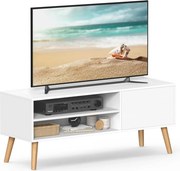 TV stolík, 120 cm široký TV nábytok, biely