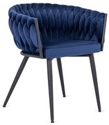 Kreslo ORION velvet - kráľovská modrá pletenie čierne nohy - vintino.sk