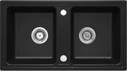 Deante Zorba, granitový drez 780x435x180 mm B/O, 3,5" + priestorovo úsporný sifón, 2-komorový, čierna, ZQZ_N203
