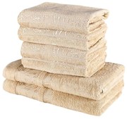 Sada 6 kusov svetlohnedých bambusových osušiek a uterákov EMI