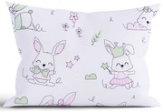 Bavlnená obliečka na vankúš Renforcé 50 × 70 cm - Zajačikovia ružové