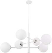Závesne svietidlo Florence, 6x biele sklenené tienidlo, W/CH