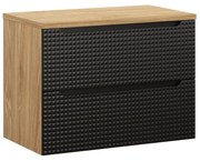 Závěsná umyvadlová skříňka Luxor Black s deskou 80 cm černá/dub olejovaný