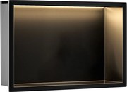 Rea Rea, LED polička na zapustenie 45x30x10 cm, 12W, 3000K, čierna matná, REA-08546