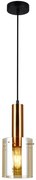 ITALUX PND-5581-1-BRO+AMB - Luster na lanku SARDO 1xE27/40W/230V čierna/mosadz