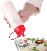 Dávkovacia fľaša na kečup, omáčky, zálievky SOS – červené viečko