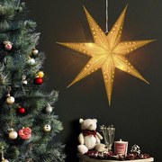 Solight LED zlatá vianočná hviezda, závesná, 60 cm, 20x LED, 2x AA, zlatá farba, 1v295