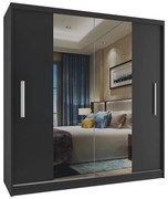 Šatníková skriňa 158 cm Belini čierny mat s posuvnými dverami a zrkadlom  ME SZP3/2/B/B/0/AL