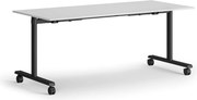Mobilný stôl MATCH, 180x80 cm, čierna podnož, biela