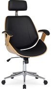 Vintino kancelárska otočná stolička ARTUR drevo dub, čierna ekokoža - vintino.sk