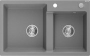 Mexen Tomas granitový drez 2-komorový 800 x 500 mm, sivý, sifón chróm - 6516802000-71