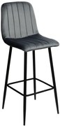 Barová stolička TORONTO zamatová, čierna / grafitová