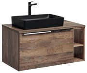 Závěsná skříňka SantaFe Slim s deskou a umyvadlem 100 cm dub santa fe vintage/černá